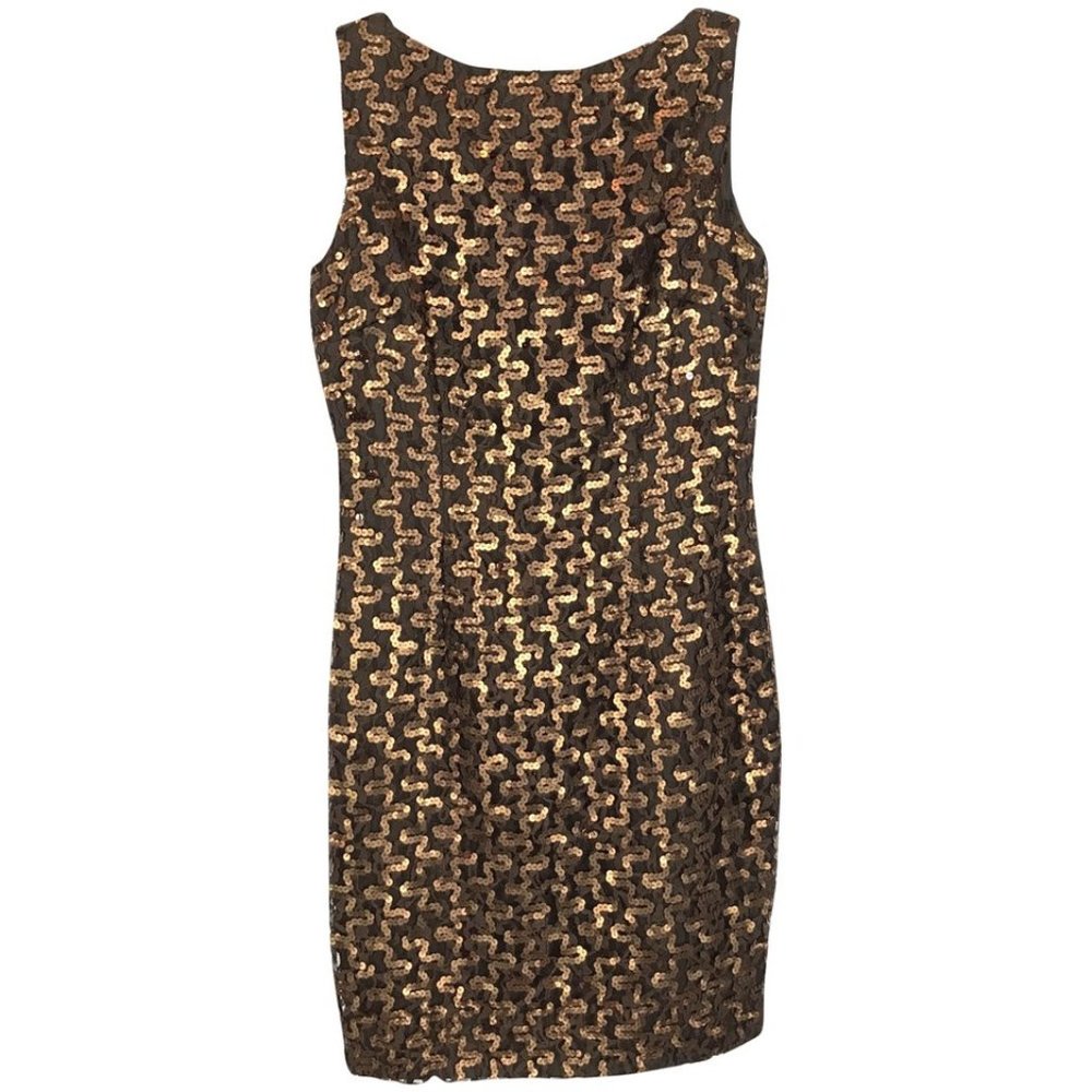 NWT Womens Size 4 Nicole Miller Copper High Neck Sequin Embellished Mini Dress